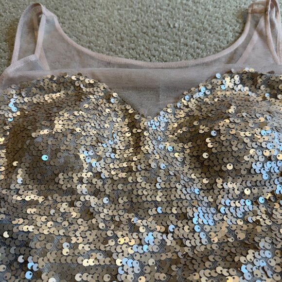 Hailey Adrianna Papell Mini Dress Formal Prom Beige Pink Sequin Tulle Skirt XS - Picture 5 of 12